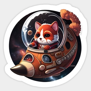 Red Panda Astronaut Pirate Sticker Sticker